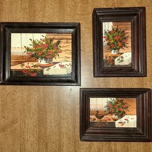 3 Handpainted pictures. Two appx 3x4 in and one 4x5 in